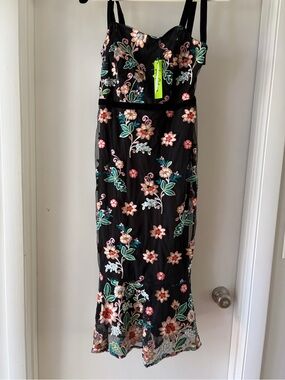 Sam Edelman Black Embroidered Floral Dress